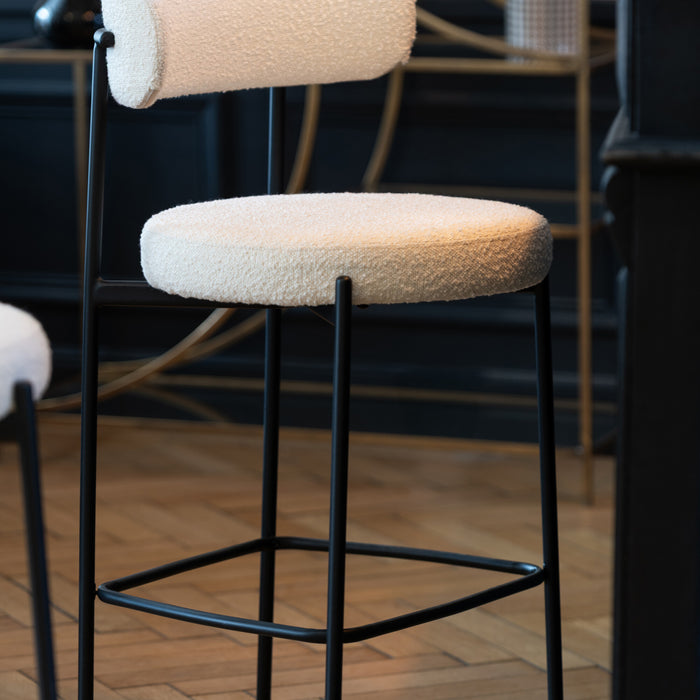 J-Line barstoel boucle - multiplex|polyester - wit|zwart