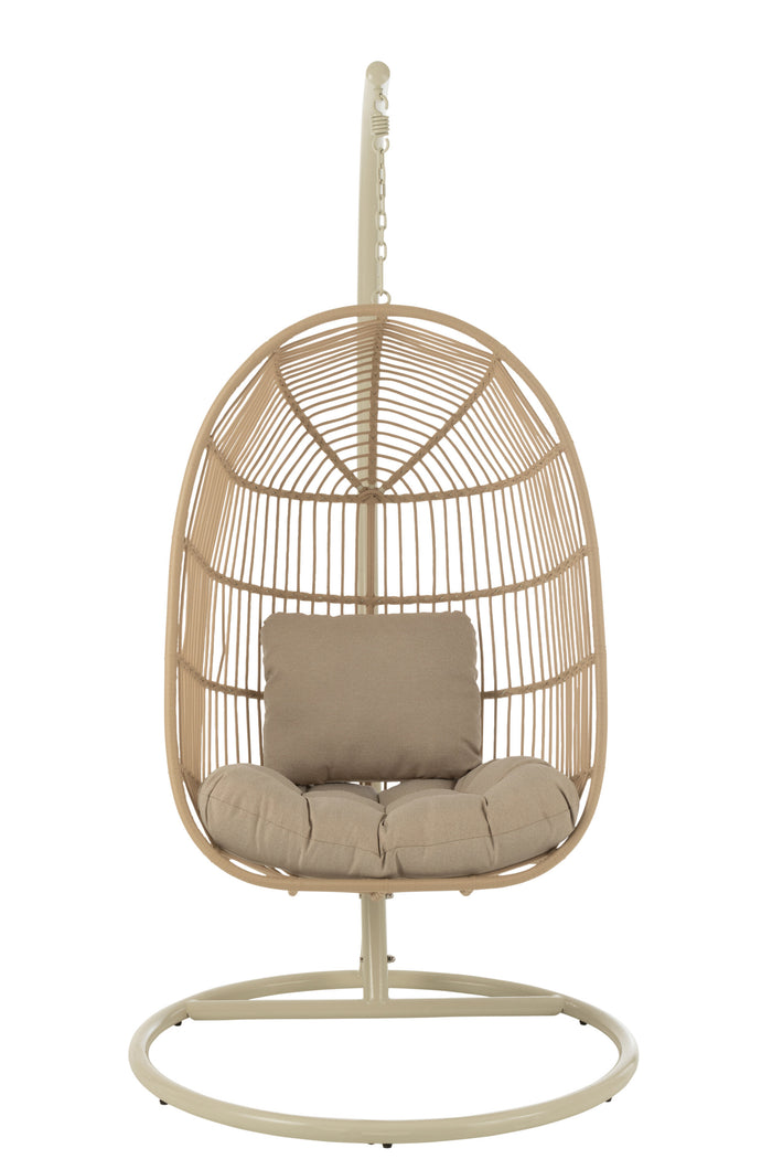 J-Line hangstoel Egga - metaal|koord - beige