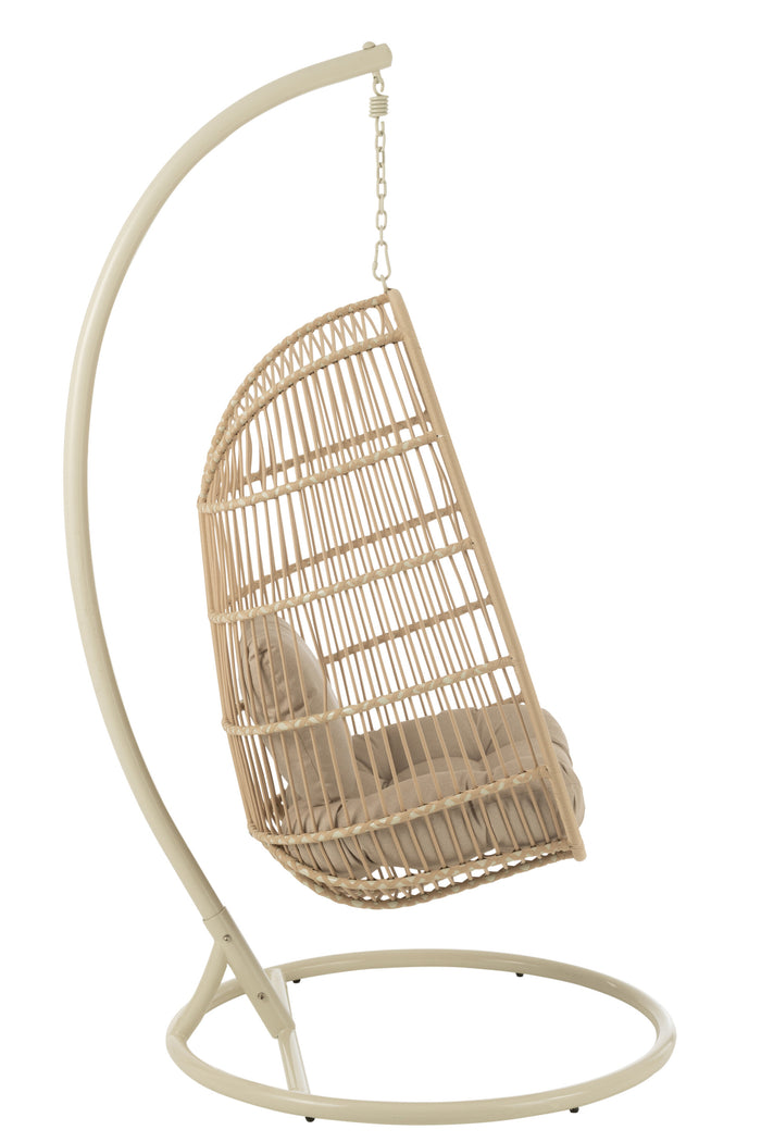 J-Line hangstoel Egga - metaal|koord - beige