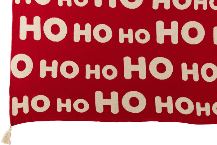 J-Line deken Hohoho - polyester - kerstrood|wit