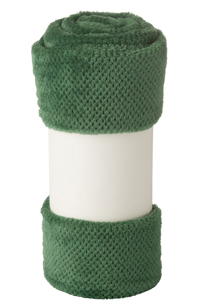 J-Line deken Snuggle - polyester - donkergroen