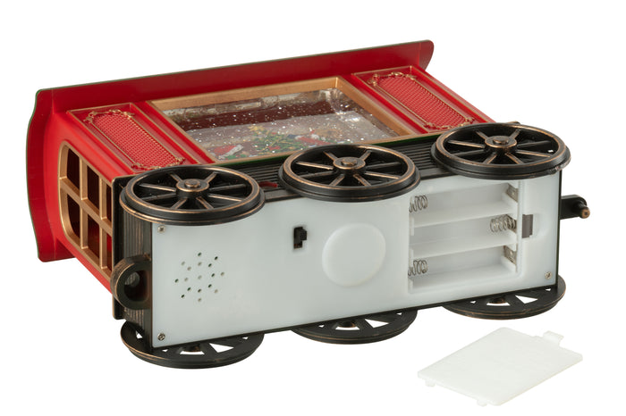 J-Line decoratie Trein + Muziek Kerstman - kunststof - mix -