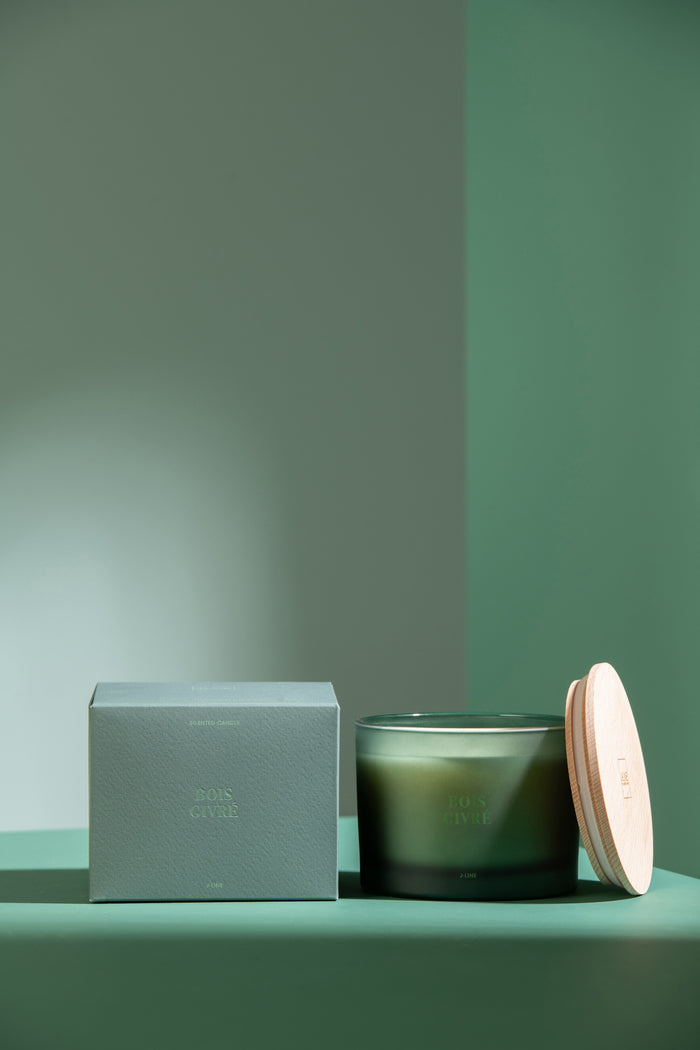 J-Line geurkaars Accords Essentiels - Bois Givré - groen - 28U