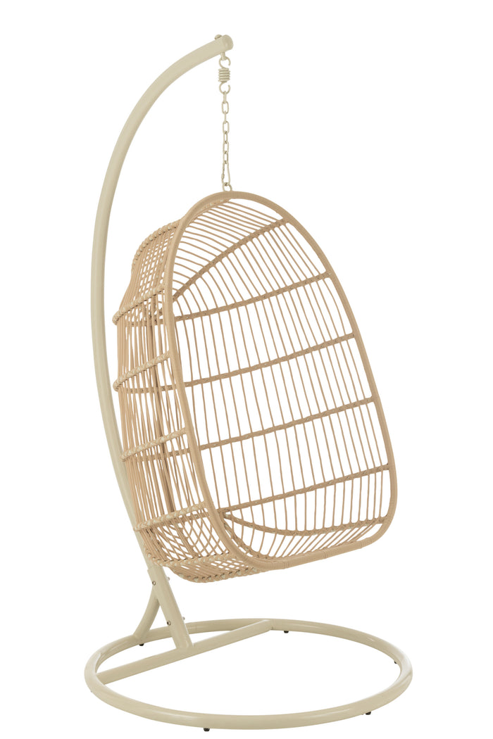 J-Line hangstoel Egga - metaal|koord - beige