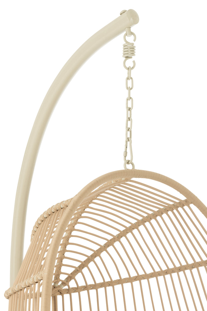 J-Line hangstoel Egga - metaal|koord - beige