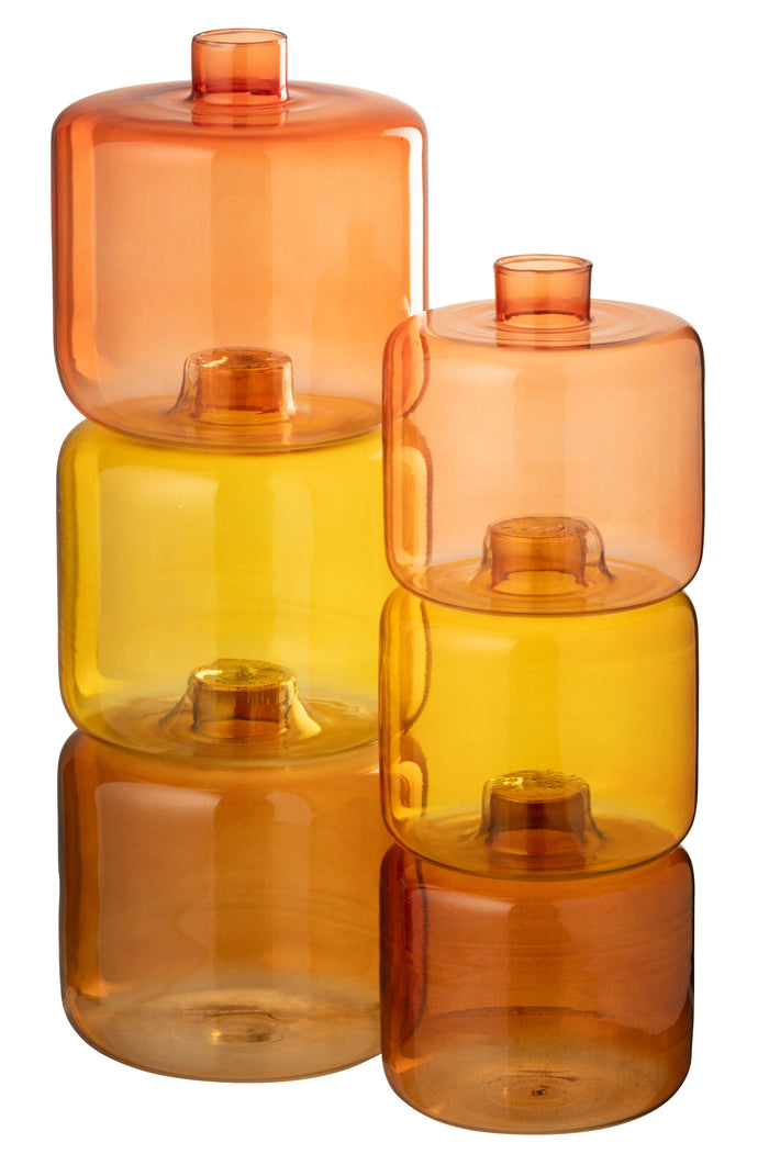 J-Line vaas Rond - glas - oranje - large - 3 stuks