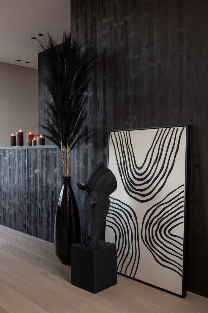 J-Line wanddecoratie Cotton - canvas - ecru|zwart - 2 stuks