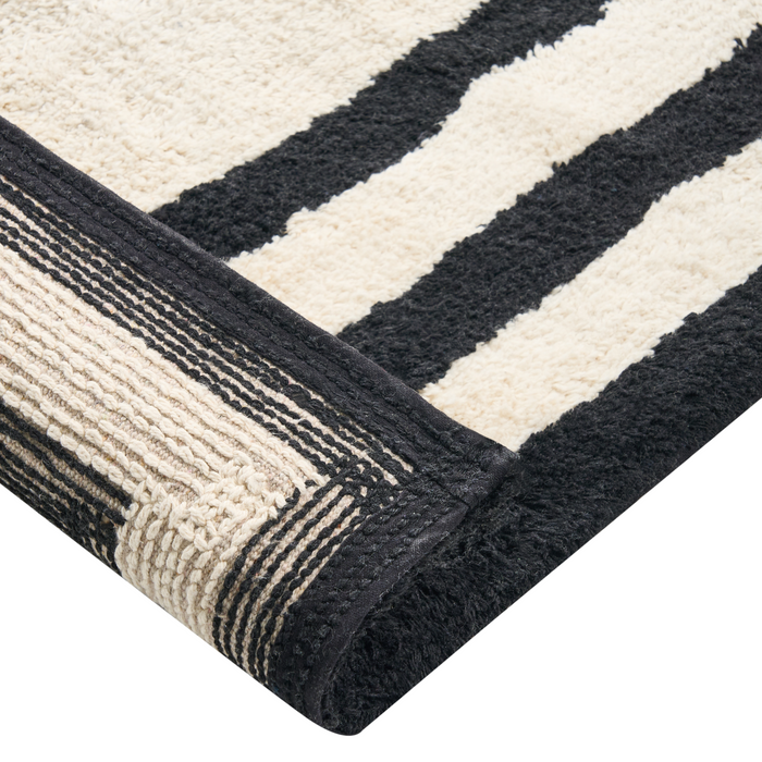 Beliani - RISALU - Badmat - Beige|Zwart - 60 x 90 cm - Katoen