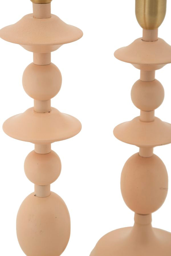 Set van 2 roze en gouden metalen kaarsenhouders