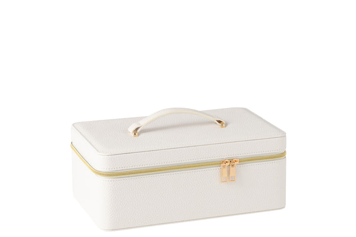 J-Line toilettas Rechthoek + Spiegel - kunstleder - wit