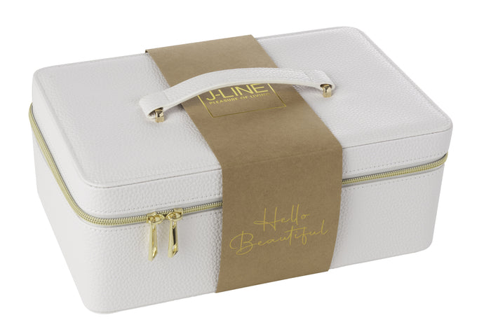 J-Line toilettas Rechthoek + Spiegel - kunstleder - wit