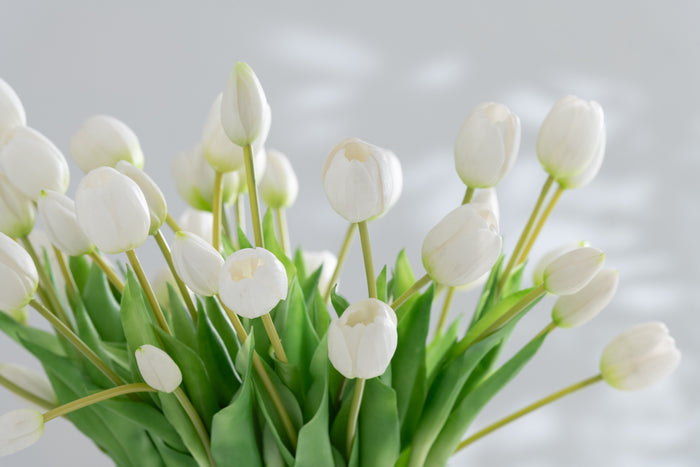 J-Line boeket Tulpen - kunststof - wit - small - 7 stuks