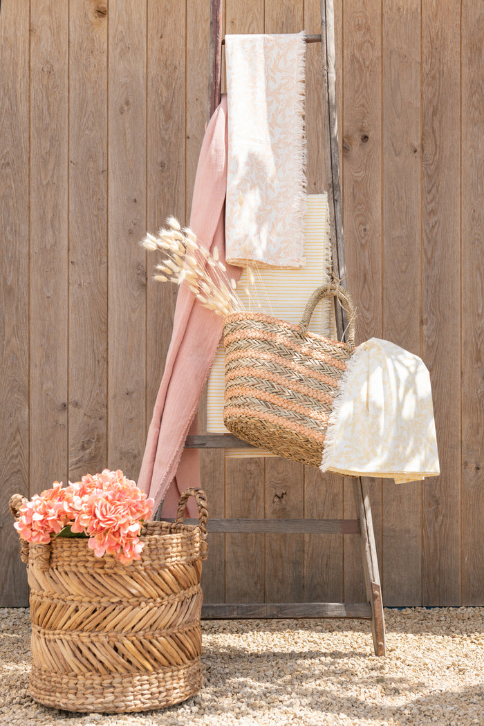 J-Line bloem Hydrangea - textiel - koraal - 12 stuks