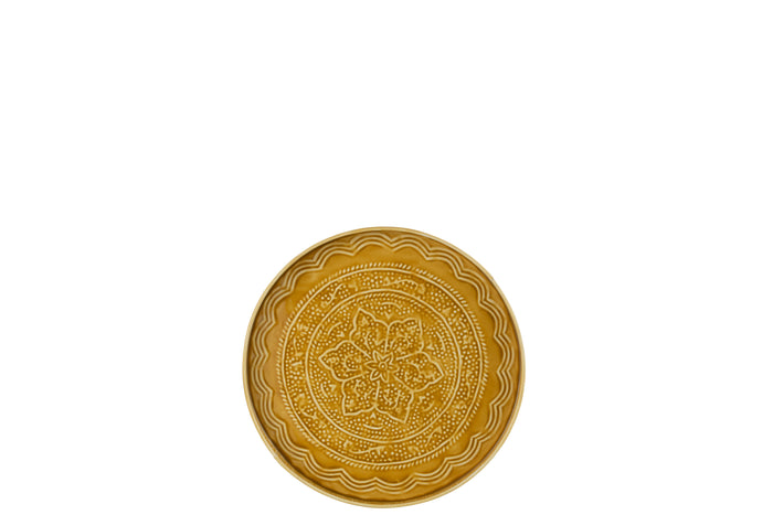 J-Line plateau Rond Klassiek - ijzer - oker - small