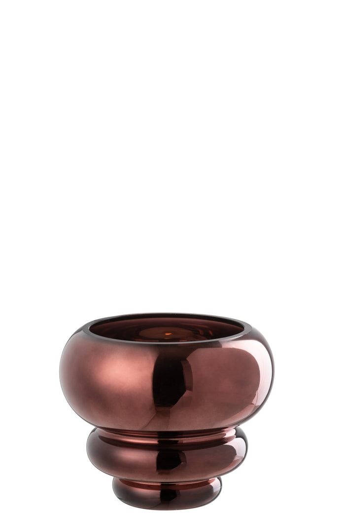 J-Line theelichthouder|vaas Julia - glas - pruim