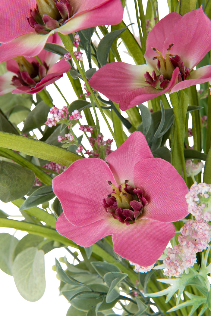 J-Line boeket Mix Bloemen - kunststof - roze