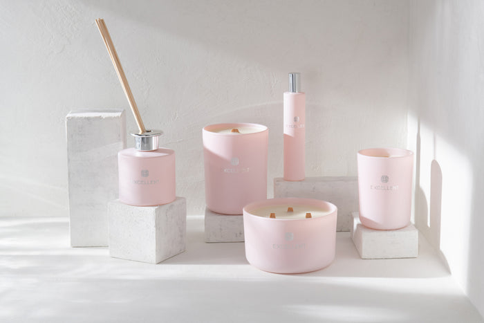 J-Line geurkaars Excellent - glas - roze – large - 40U