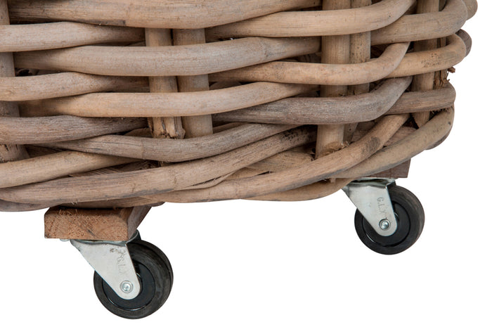 J-Line mand Rond + Handvat - riet - naturel - 2 stuks