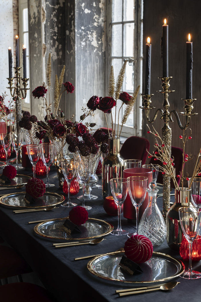 J-Line decoratie Tak Stenen - kunststof - rood|goud - 24 stuks