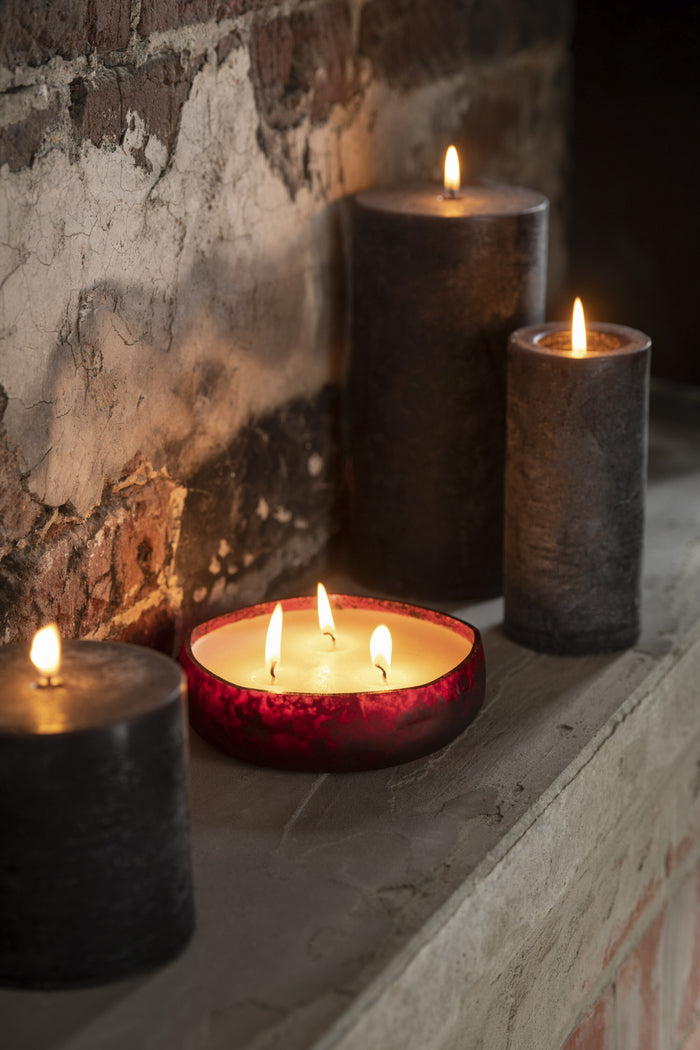 J-Line geurkaars M-Chic - glas - rood - medium - 19U