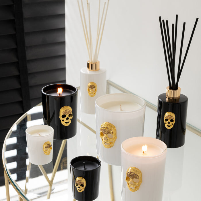 J-Line geurkaarsen Doodskop - nuit noir - 16U - doos van 3