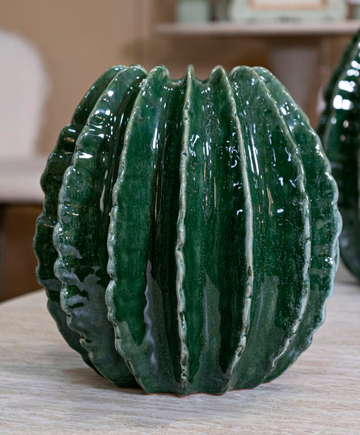 Groene keramische vaas, ø 23,5x24,5 cm