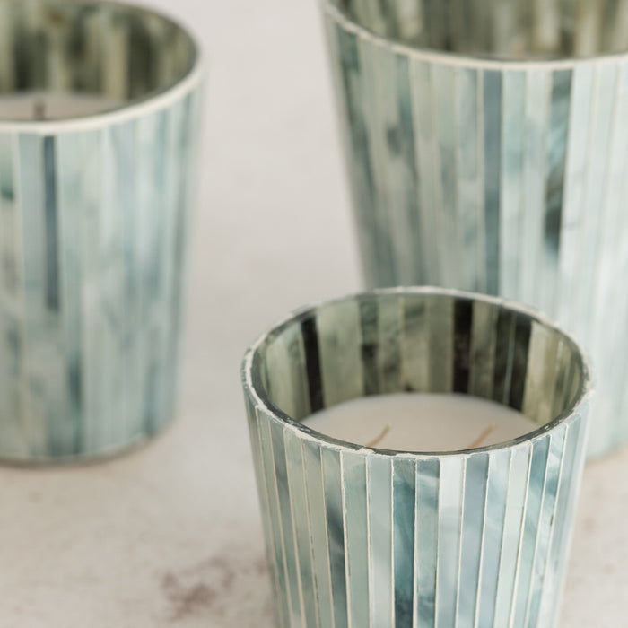 J-Line geurkaars Noa - Seaside Bliss - glas - lichtblauw - l