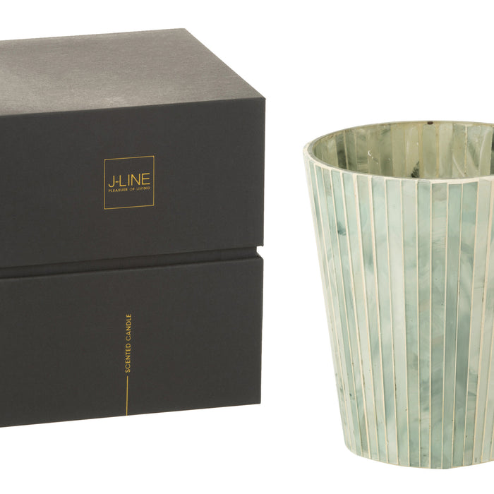 J-Line geurkaars Noa - Seaside Bliss - glas - lichtblauw - l