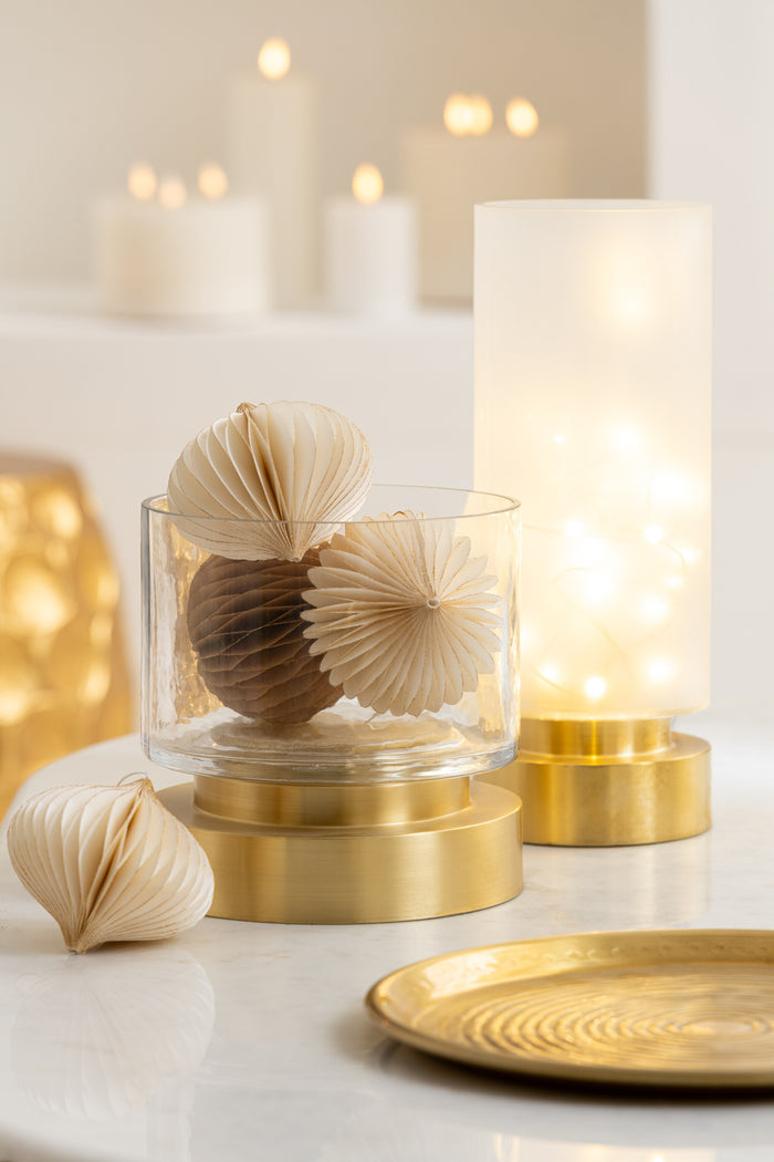 J-Line windlicht|vaas Pia - glas|koper - transparant|goud -