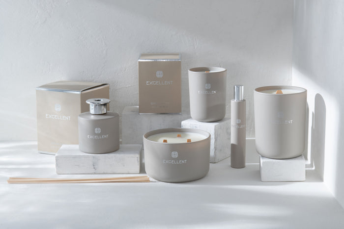 J-Line geurkaars Excellent - glas - beige - large - 40U