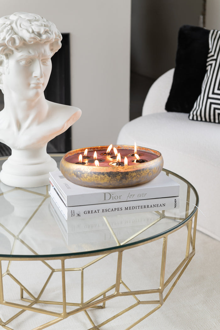 J-Line geurkaars M-Chic - Oud & Amber - glas - goud|zwart -