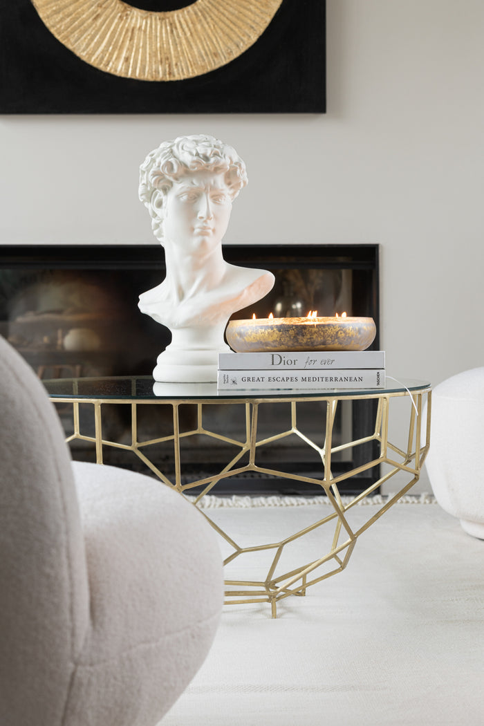 J-Line geurkaars M-Chic - Oud & Amber - glas - goud|zwart -