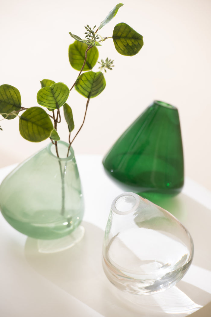 J-Line vaas Topaz - glas - lichtgroen - 13.5 cm hoog