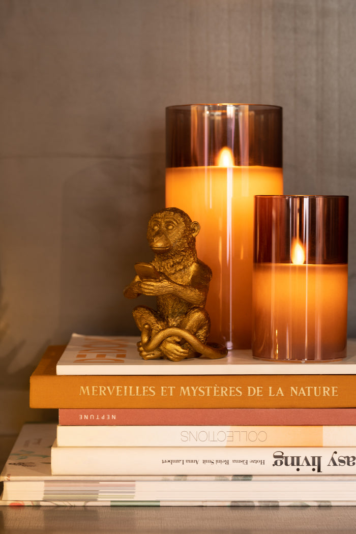 J-Line lamp Blinkend - glas - bruin - small - LED lichtjes