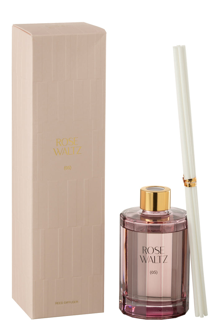 J-Line geurolie + stokjes Roze Waltz - glas - roze