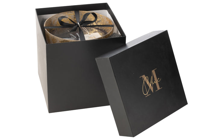 J-Line geurkaars M-Chic - Oud & Amber - glas - goud|zwart -