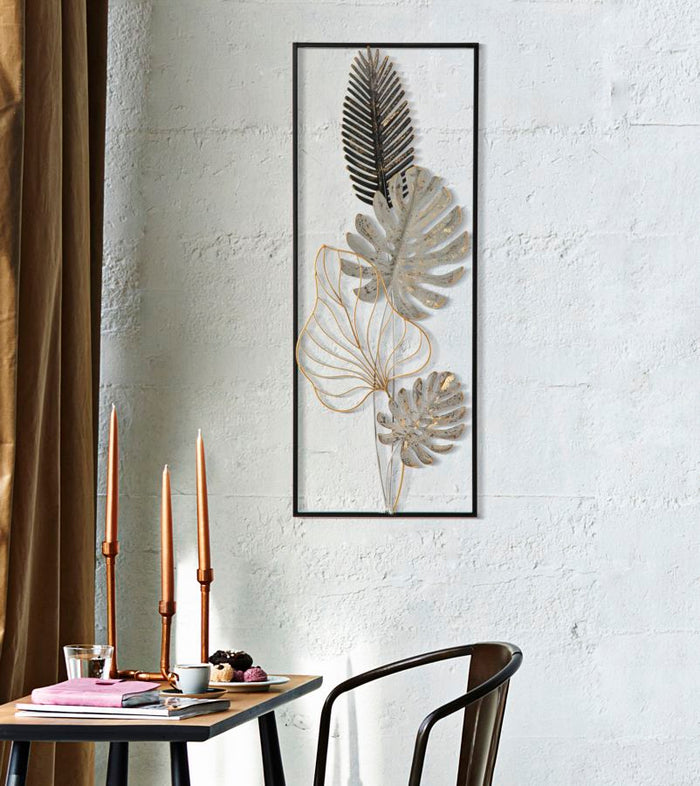 3D decoratief paneel in veelkleurig metaal, 28,5x3x74 cm