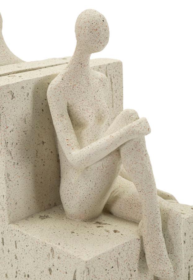 Crèmekleurige boekensteunen van hars, 24x10x20,5 cm