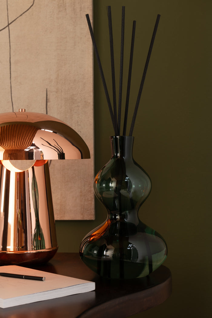 J-Line geurolie + stokjes Cedar Breeze - glas - donkergroen