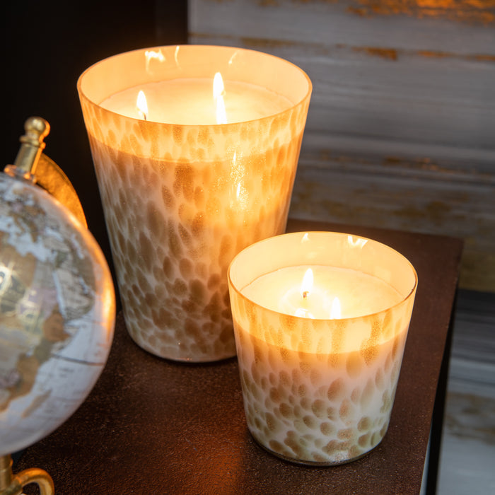 J-Line geurkaars Noa - Neon Night - glas - wit|goud - large - 95U