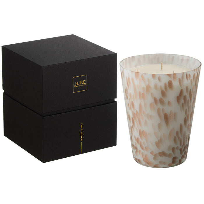 J-Line geurkaars Noa - Neon Night - glas - wit|goud - large - 95U