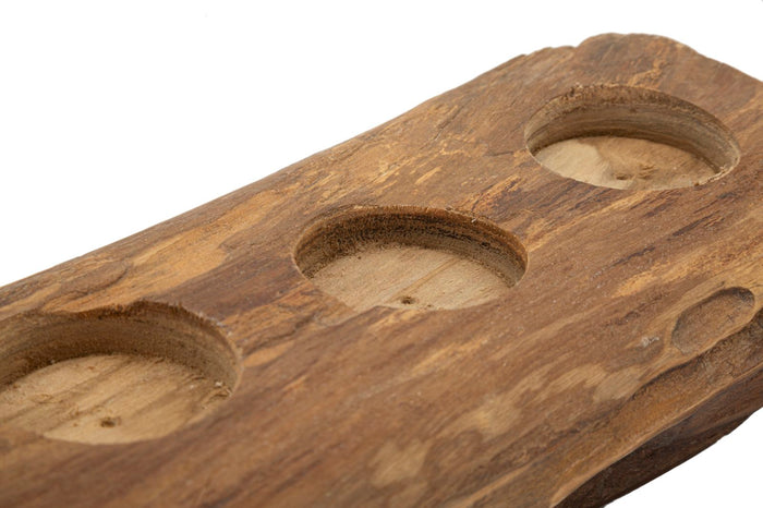 Bruine houten kaarsenhouder 51x14x6 cm