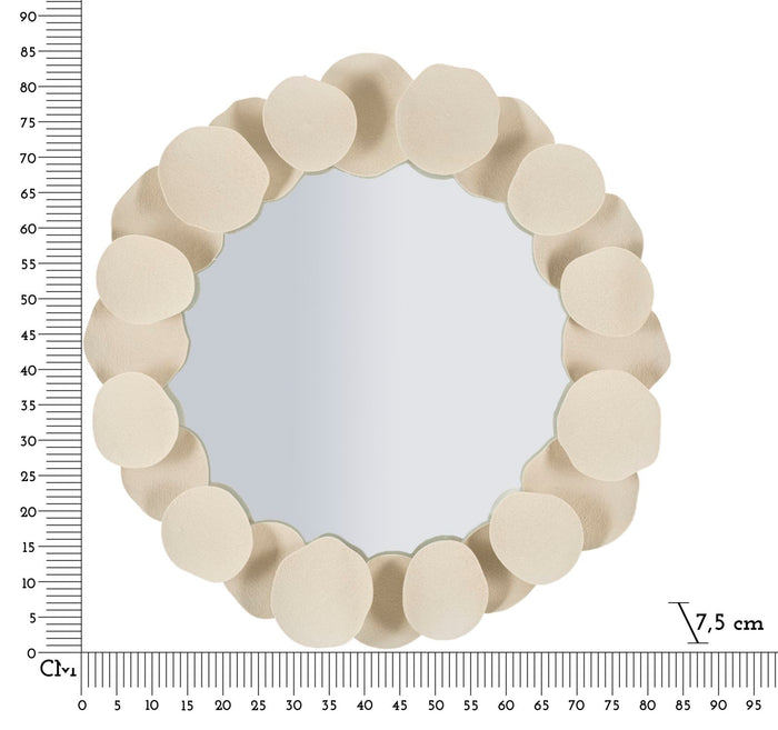 Crèmekleurige metalen wandspiegel 85x7,5x85 cm