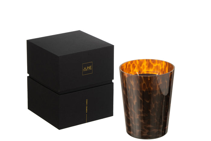 J-Line geurkaars Noa - Sandalwood - glas - bruin - medium - 68U