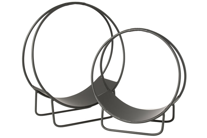 J-Line houder Brandhout Mark - metaal - zwart - large