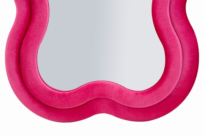 Wandspiegel met fuchsia fluwelen lijst, 60x4x160 cm
