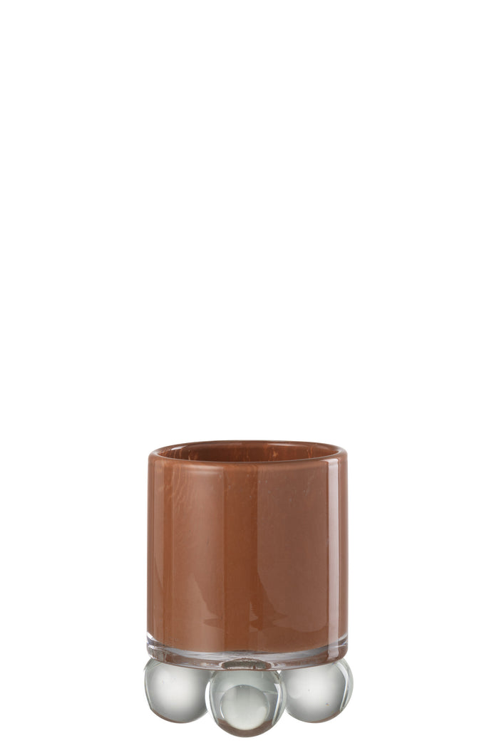J-Line theelichthouder balls - glas - bruin
