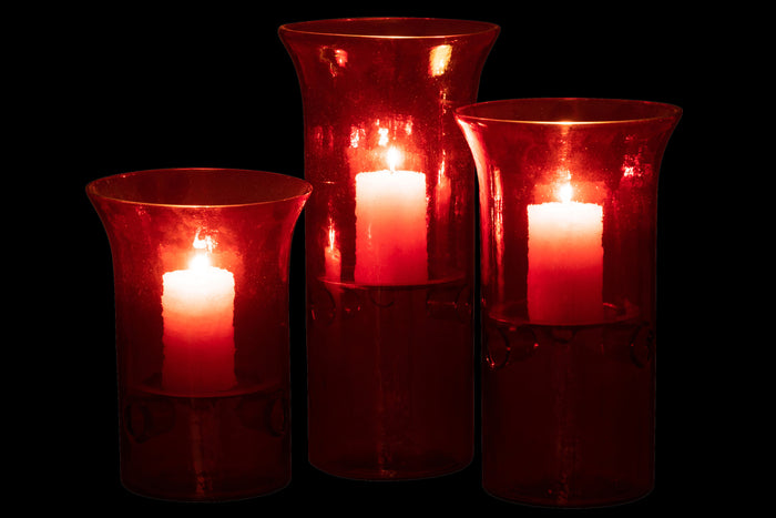 J-Line kaarshouder Bord - glas|metaal - rood - 3 stuks