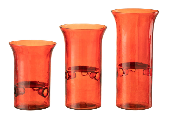 J-Line kaarshouder Bord - glas|metaal - rood - 3 stuks