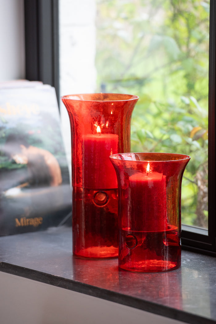 J-Line kaarshouder Bord - glas|metaal - rood - 3 stuks